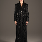 Midnight Sequin Ruffle Tuxedo Gown