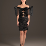 Bow Lace Cutout Mini Dress - Midnight Black
