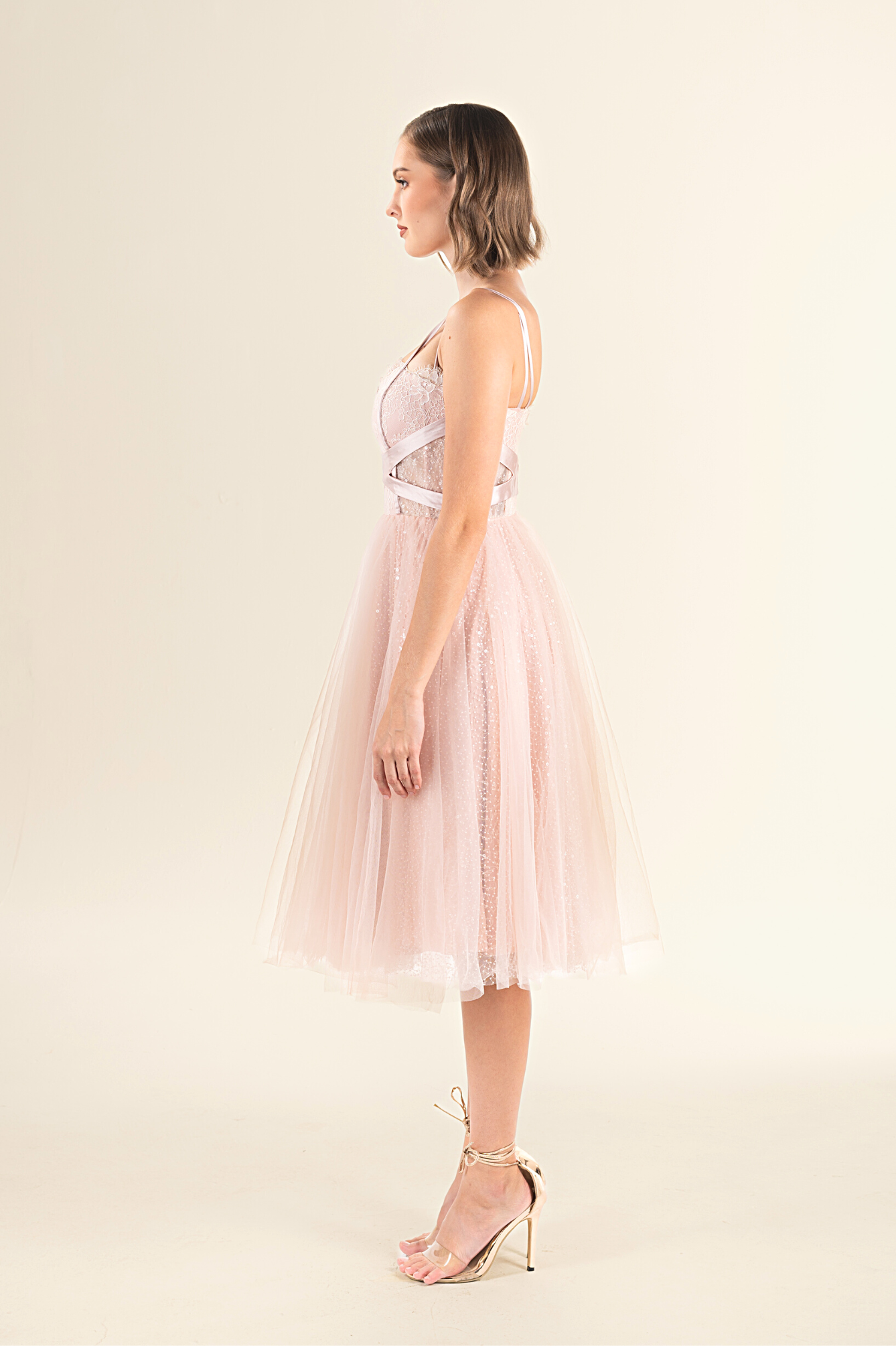 Blush Corset Lace Midi Dress