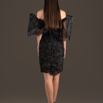 Bow Lace Cutout Mini Dress - Midnight Black