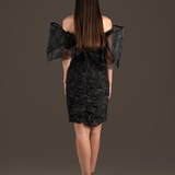 Bow Lace Cutout Mini Dress - Midnight Black
