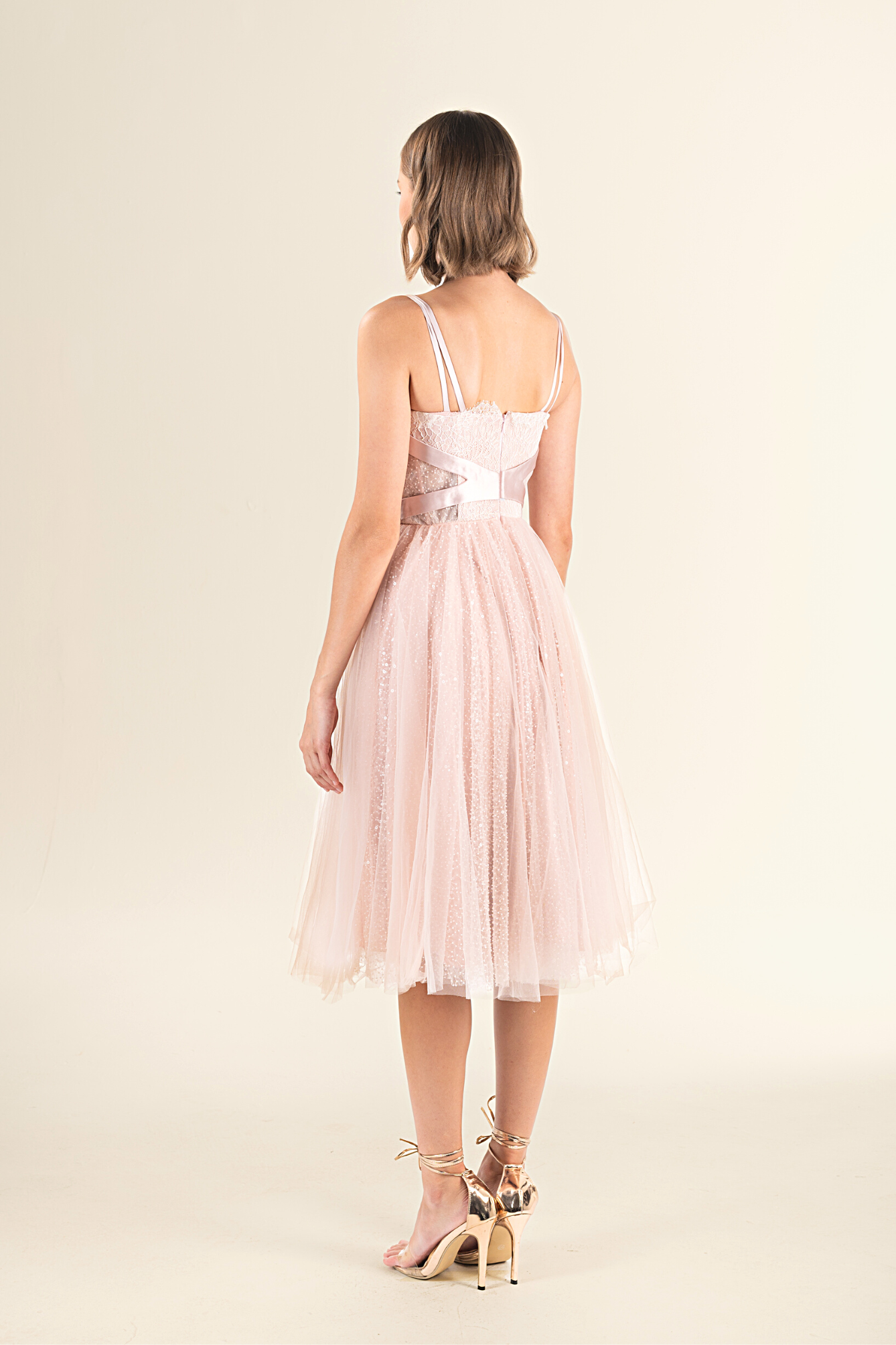 Blush Corset Lace Midi Dress