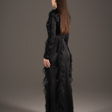 Midnight Sequin Ruffle Tuxedo Gown