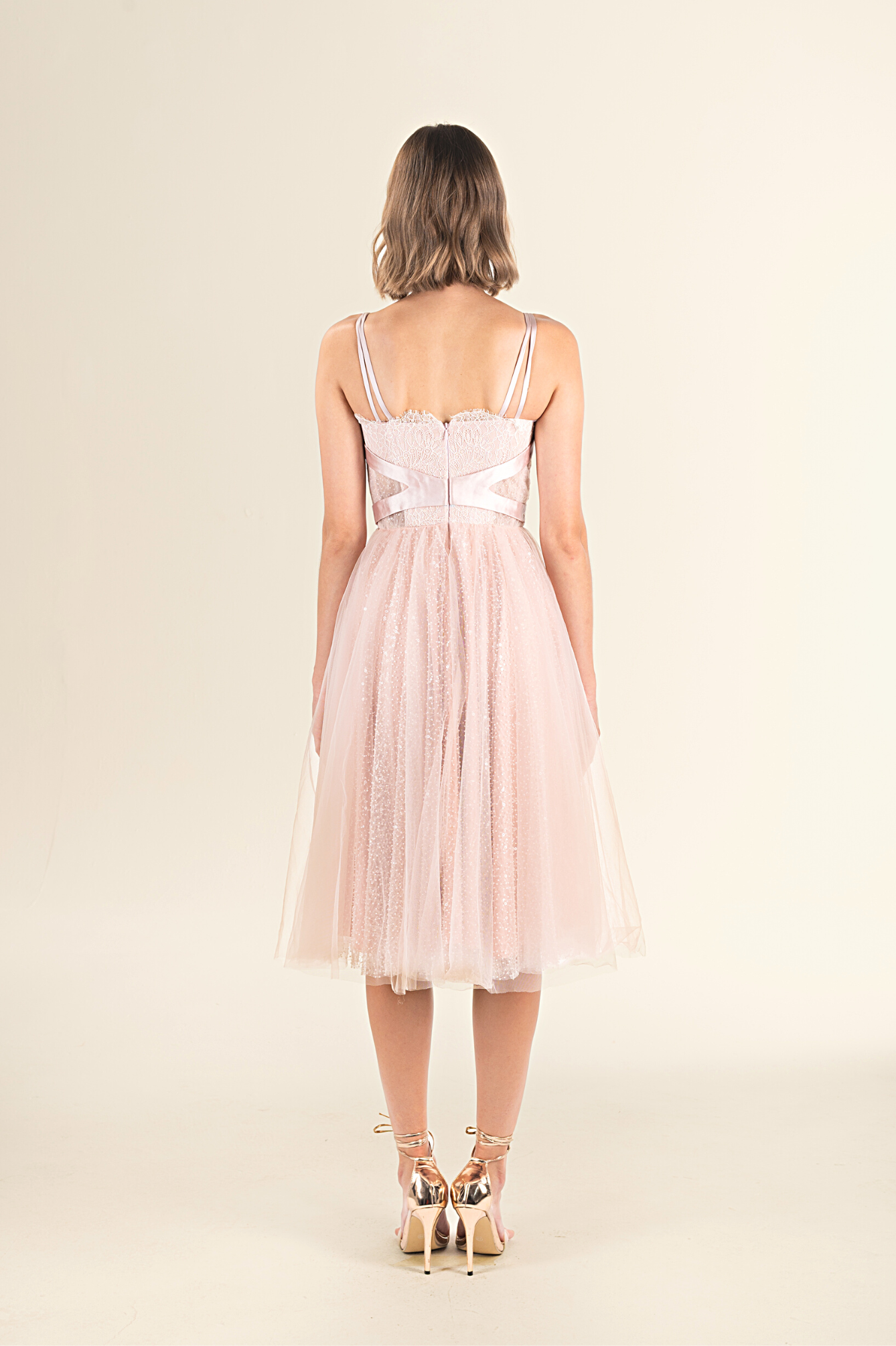 Blush Corset Lace Midi Dress