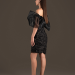 Bow Lace Cutout Mini Dress - Midnight Black
