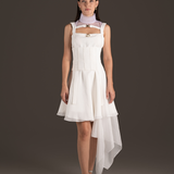 Ivory Asymmetrical Ruffle Cocktail Dress