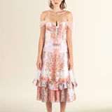 Blush Tulle Overlay Midi Dress