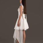 Ivory Asymmetrical Ruffle Cocktail Dress