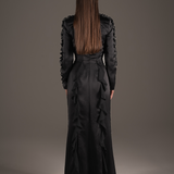 Midnight Sequin Ruffle Tuxedo Gown