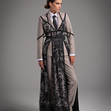 Avant-Garde Layered Dress & Suit 2-Piece Ensemble