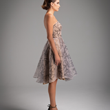 Twilight Hand Sketch Printed Cocktail Dress