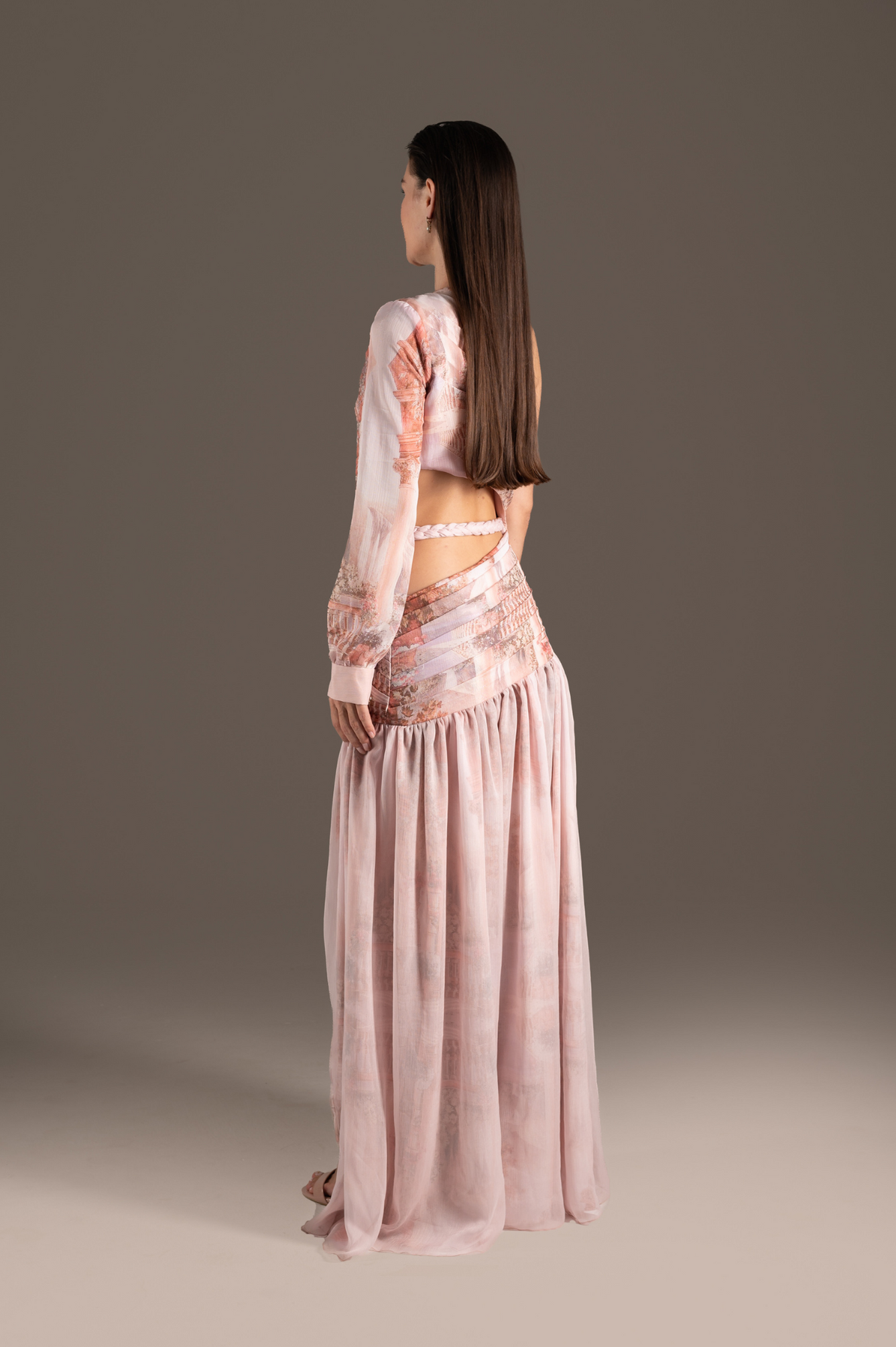 Rose One-Shoulder Grecian Gown