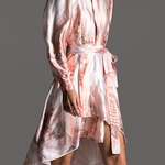 Blush Silk Asymmetrical Shirt Dress