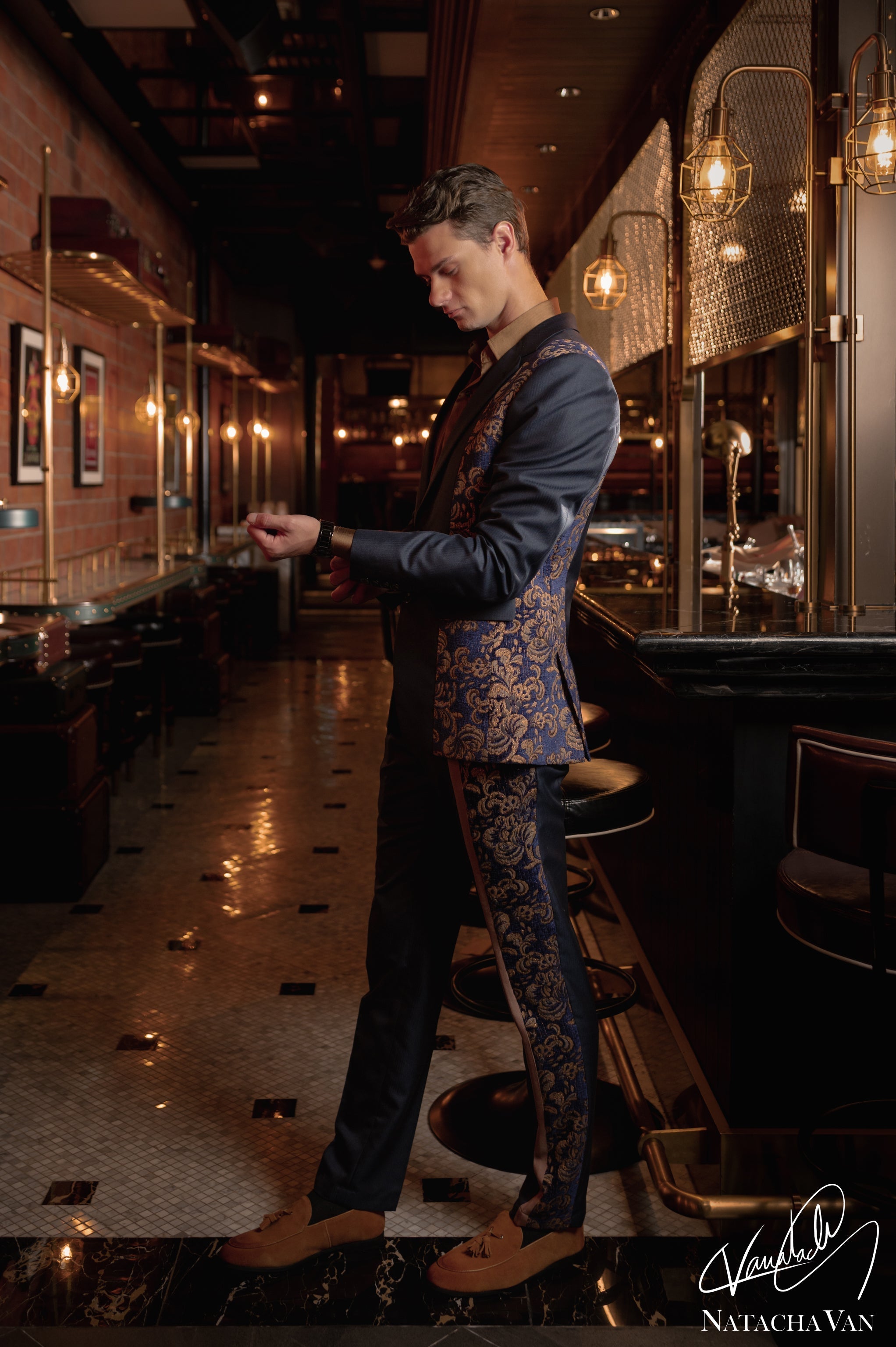 Baroque Accent Pinstripe Suit
