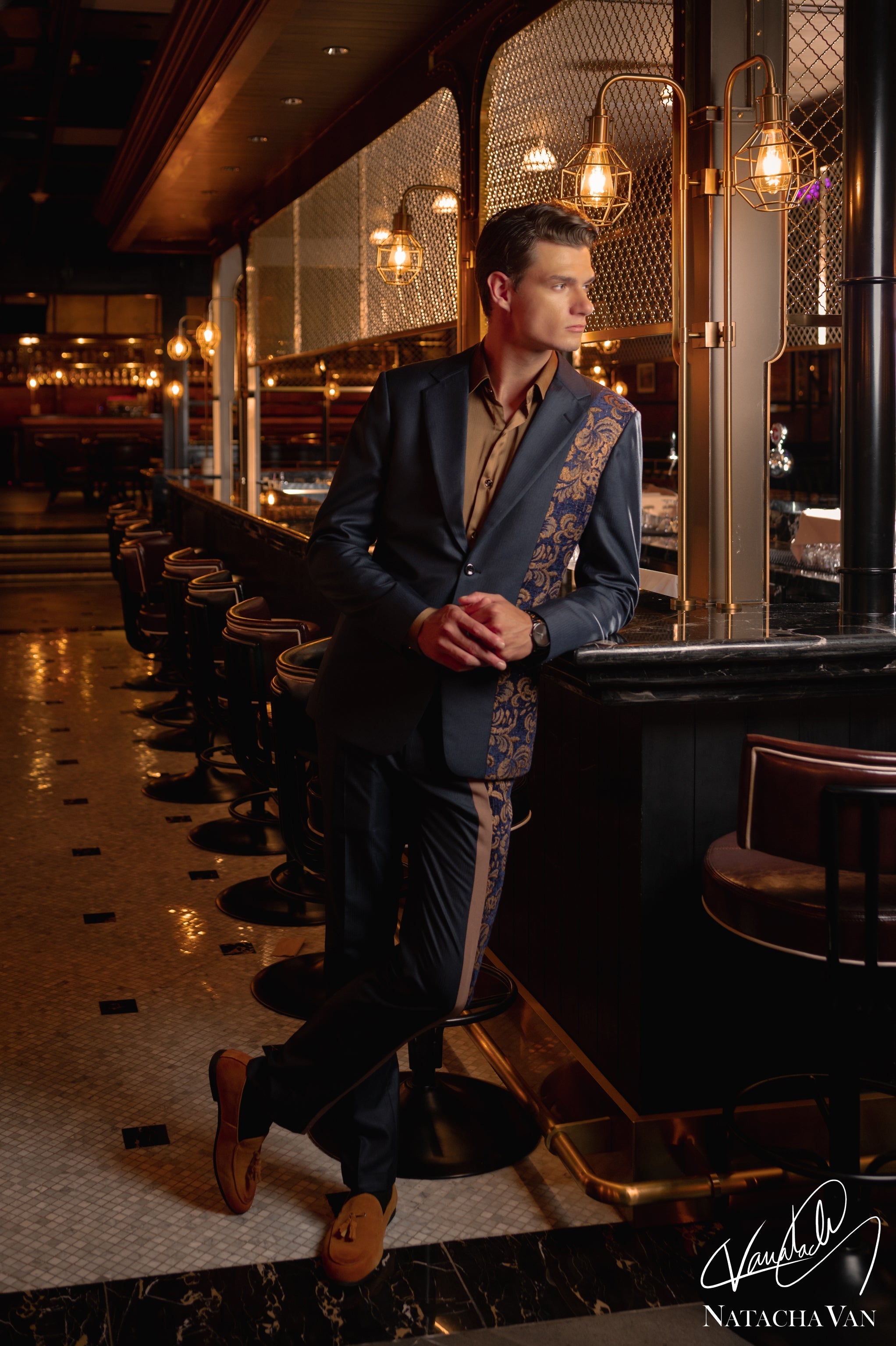 Baroque Accent Pinstripe Suit