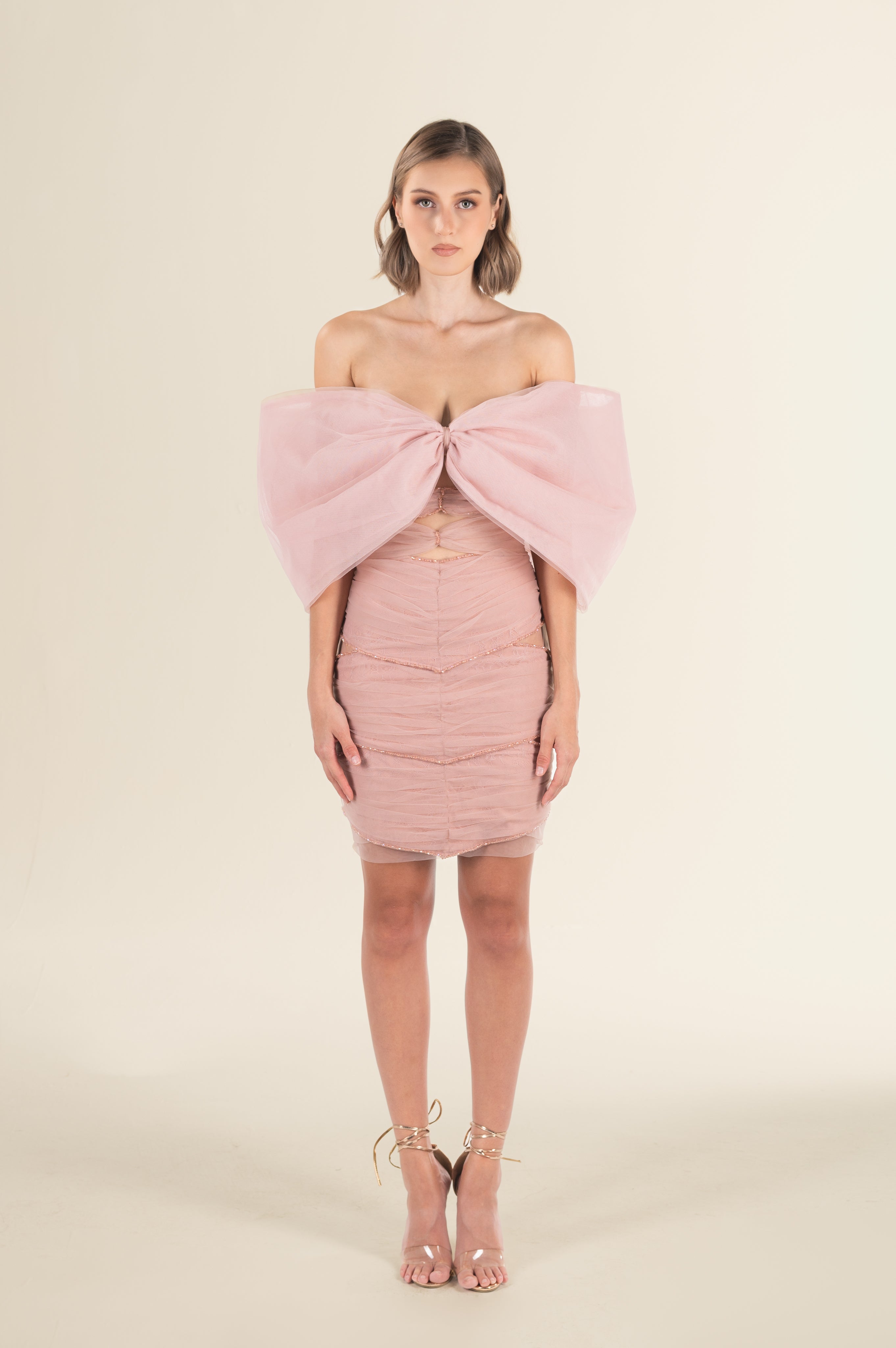 Soft Pink Off-Shoulder Dress