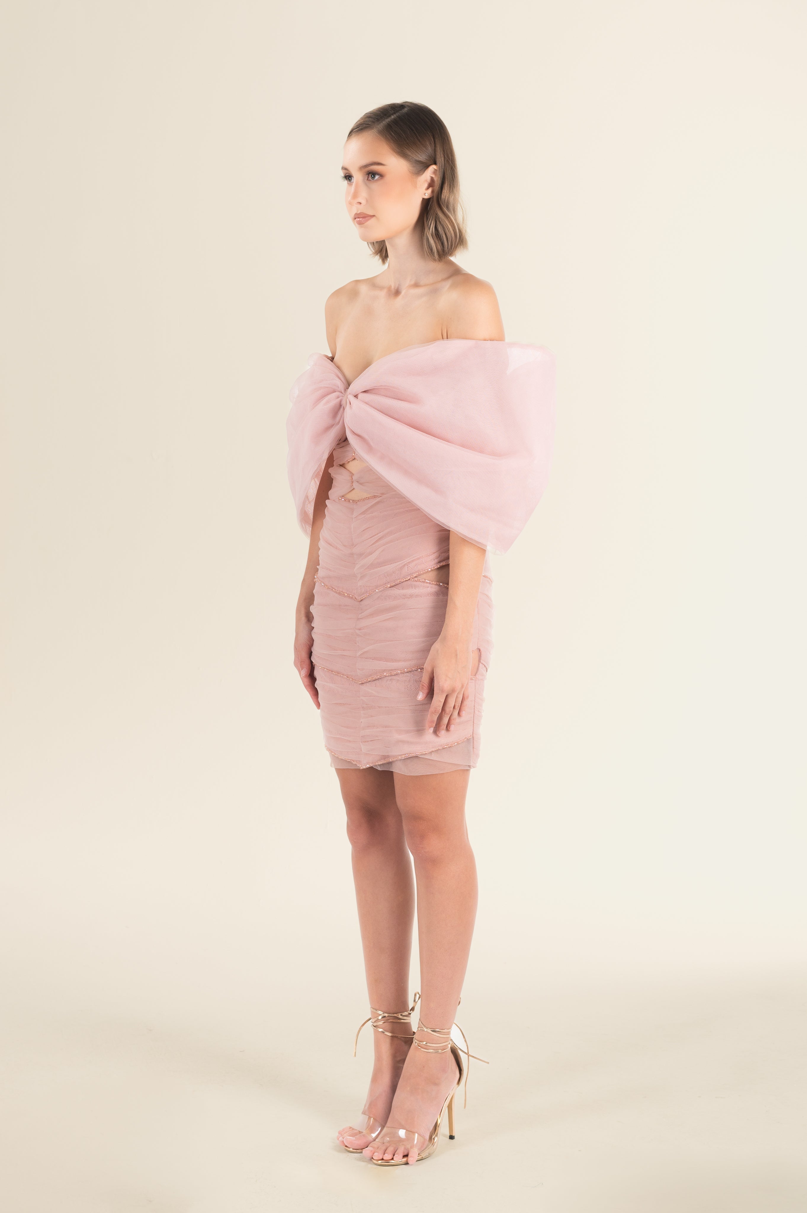 Soft Pink Off-Shoulder Dress