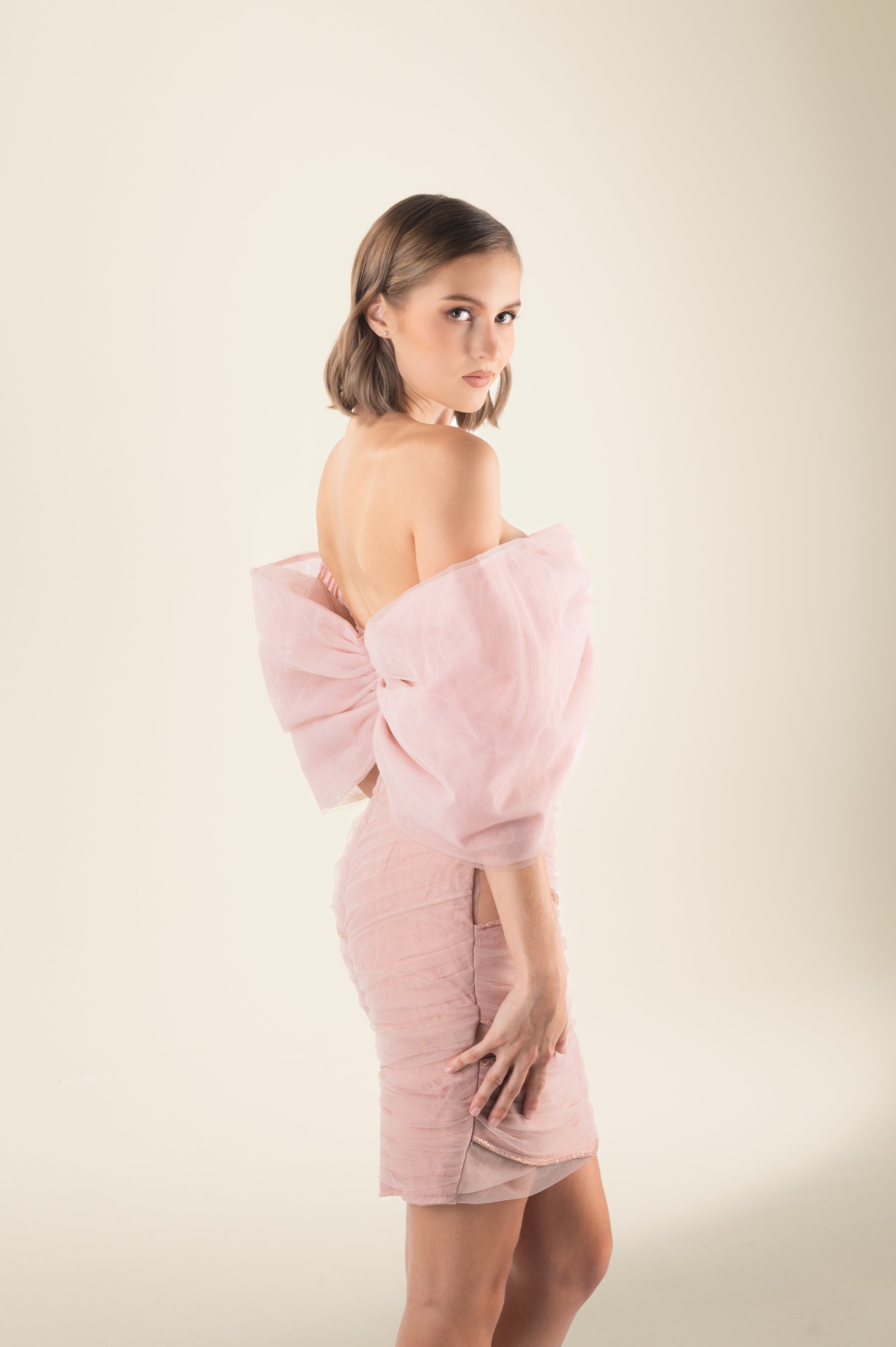 Soft Pink Off-Shoulder Dress