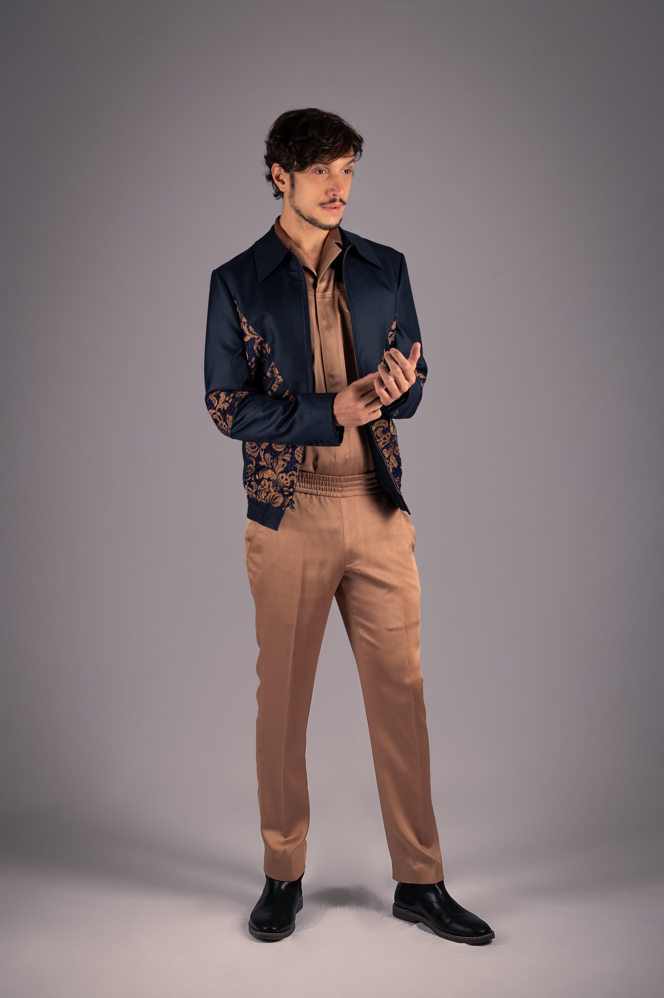 Gilded Urbanity Jacket and Trousers Ensemble