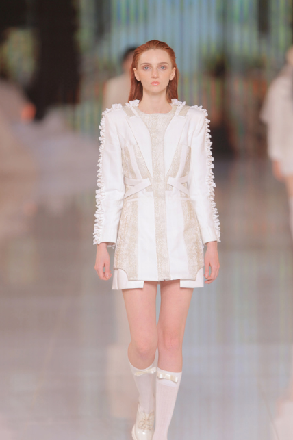 Futuristic White Fitted Jacket Dress