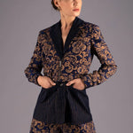 Baroque Navy & Gold Pin-Stripe Short Suit Set