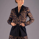 Baroque Navy & Gold Pin-Stripe Short Suit Set