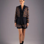Baroque Navy & Gold Pin-Stripe Short Suit Set