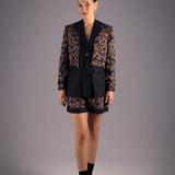 Baroque Navy & Gold Pin-Stripe Short Suit Set