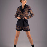 Baroque Navy & Gold Pin-Stripe Short Suit Set