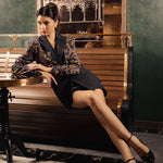 Baroque Navy & Gold Pin-Stripe Short Suit Set