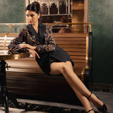 Baroque Navy & Gold Pin-Stripe Short Suit Set
