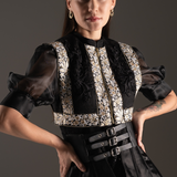 Sequin Embellished Peplum Pencil Dress - Midnight Black