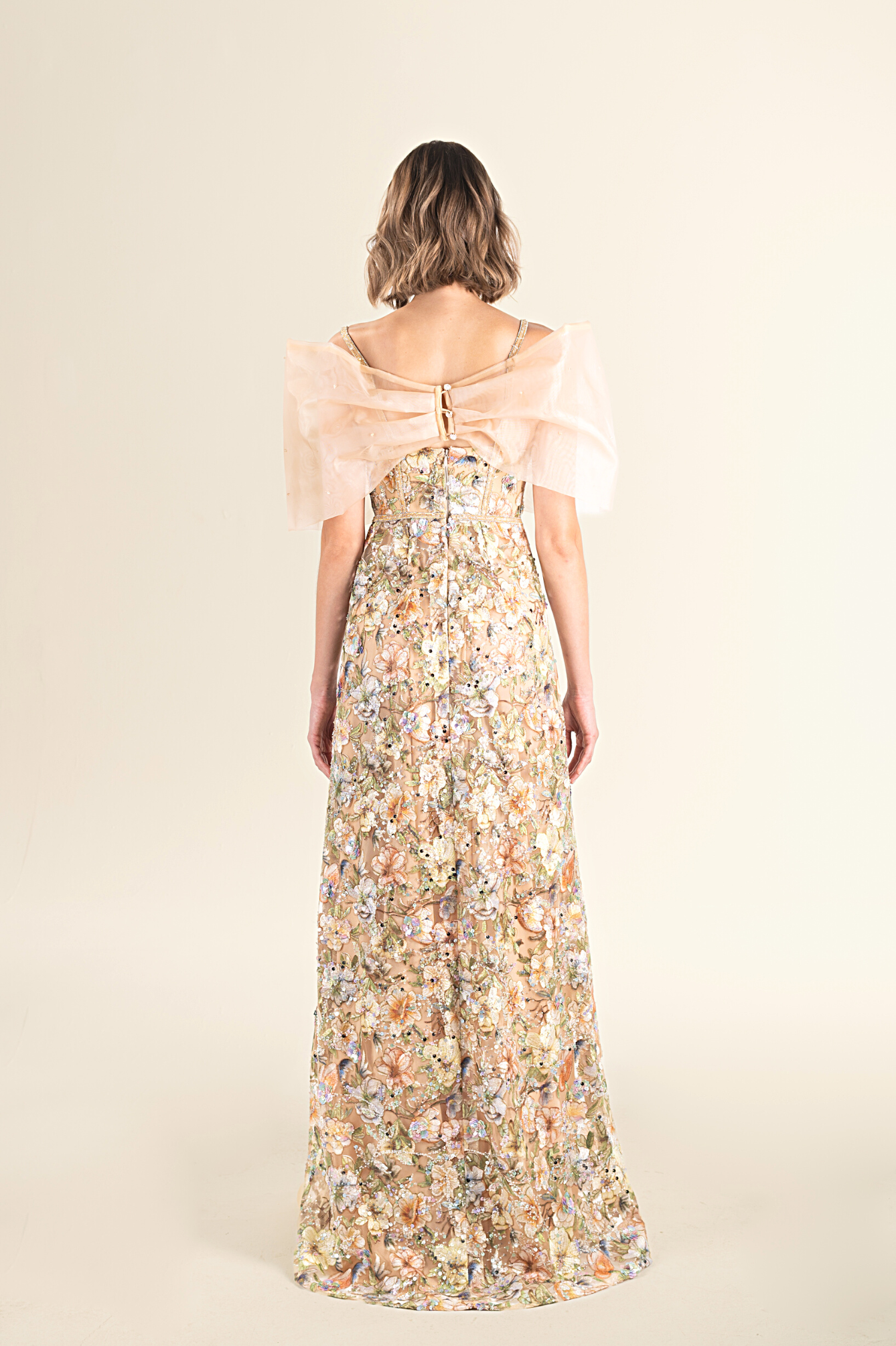 Golden Blossom Tulle Gown