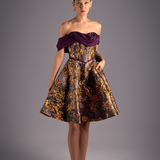 Baroque Golden Strapless Mini Dress