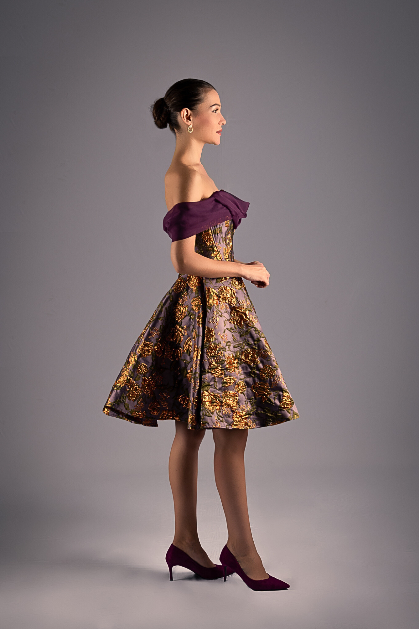 Baroque Golden Strapless Mini Dress