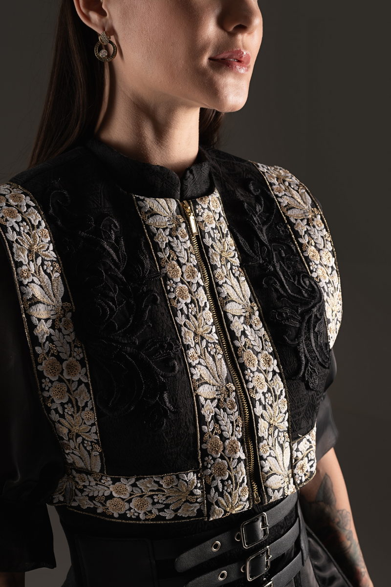 Sequin Embellished Peplum Pencil Dress - Midnight Black