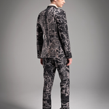 Full Printed Hand Sketch Graphic Men Suit Jacket