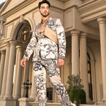 Monochrome Ivory Printed Suit