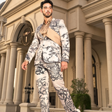 Monochrome Ivory Printed Suit