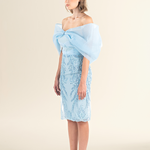 Serenity Blue Bow-Embellished Lace Dress