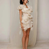 Whispering Petal Ruffle Dress