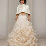Champagne Halter Ruffle Gown