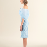Serenity Blue Bow-Embellished Lace Dress