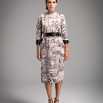 Iconic Print Tailored Midi Dress - Ivory White
