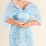 Serenity Blue Bow-Embellished Lace Dress