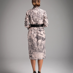 Iconic Print Tailored Midi Dress - Ivory White