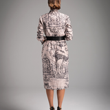 Iconic Print Tailored Midi Dress - Ivory White