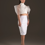 Ivory Tulle Bow Sleeve Two-Piece Pencil Dress