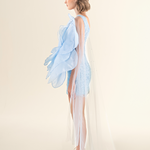 Sky Blue Petal Appliqué Mini Dress