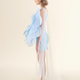 Sky Blue Petal Appliqué Mini Dress